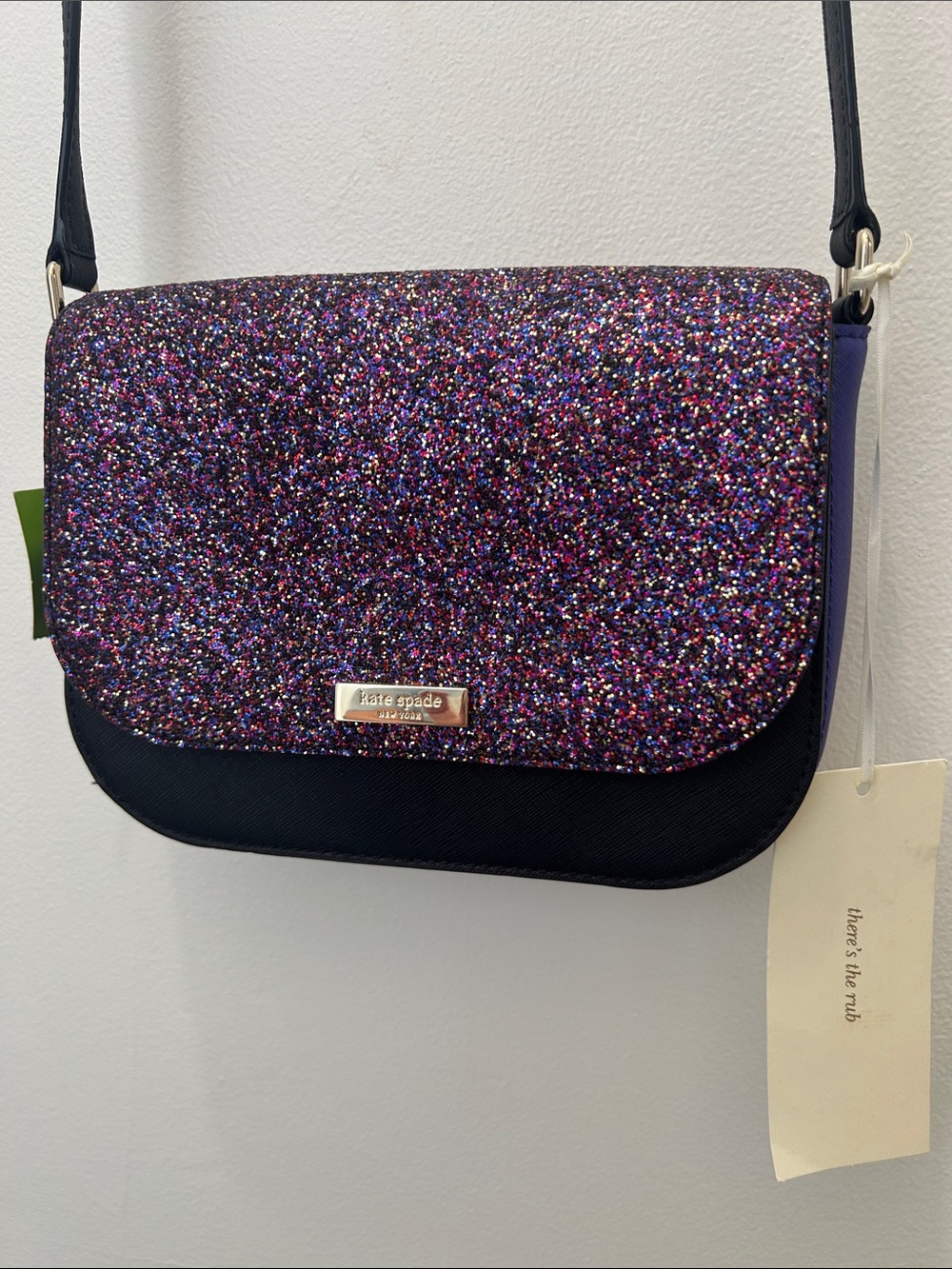 kate spade Black and Purple Glitter Crossbody Bag